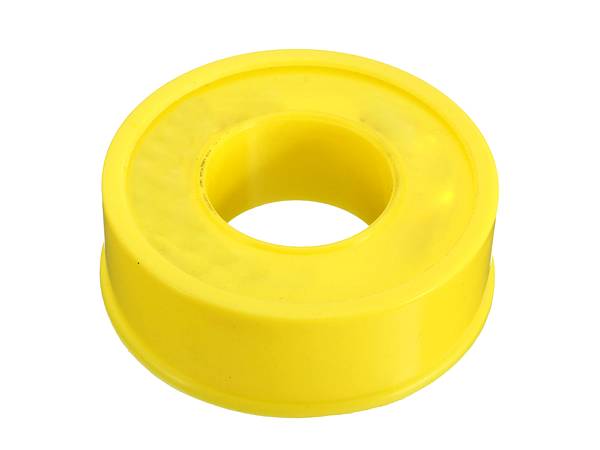 The yellow PTFE sealing tape straps around the yellow shaft on a white background.